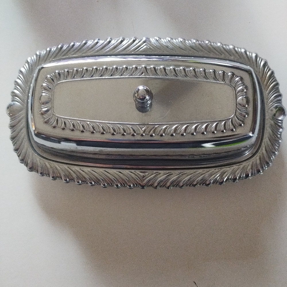 Irvin Ware Chrome Butter Dish With Cover Made In USA